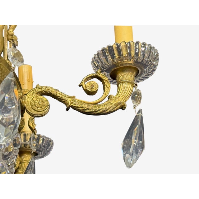 Neoclassical, Bronze, Crystal, Nine Light Chandelier, France, 19th C. For Sale In New York - Image 6 of 12