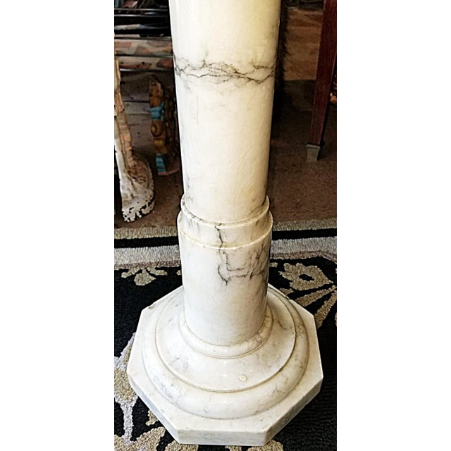 White Antique French Carrara Marble Pedestal For Sale - Image 8 of 8