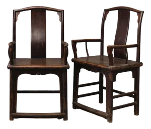 Chinese Round Back Southern Official Chairs, Set of 2