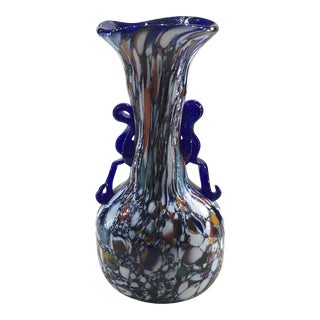 1920-1930's Blue Murano Glass Vase From Toso For Sale