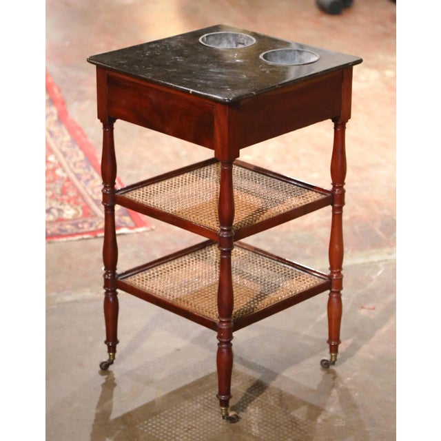 19th Century French Louis Philippe Walnut Rafraîchissoir With Marble Top For Sale - Image 10 of 13