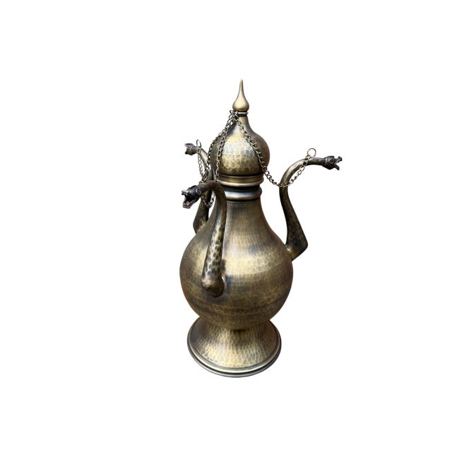 Hand-Hammered Ewer With Triple Dragon Spouts For Sale - Image 4 of 9