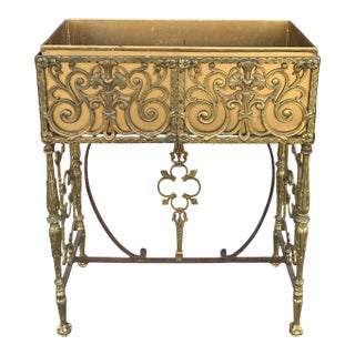 Antique French Renaissance Style Gilt Bronze Claw Foot Jardiniere Planter For Sale