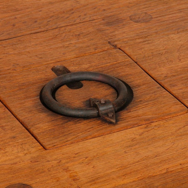 Round Coffee Table in Oak and Wrought Iron, 1950 For Sale - Image 3 of 10