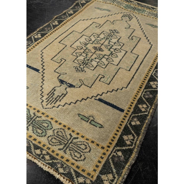 Textile Turkish Mini Rug Oriental Hand Knotted Vintage Rug 1'11" x 3'3" #21202 For Sale - Image 7 of 8