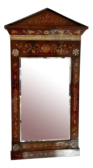 George III Inlaid Marquetry Mahogany Wall Mirror, Netherlands, 1800s