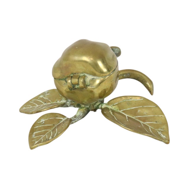 A beautiful French jewelry box, trinket box, or ash tray shaped like an apple with branches and leaves; featuring the...