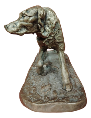 Antique Signed Bronze Figure of a Hunting Dog by Pier Jules Mene