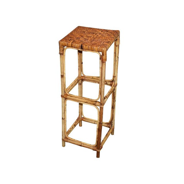 Tall Natural Woven Rattan and Bamboo Plant Stand or Side Table Chairish