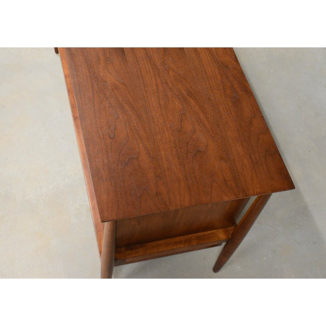 1950s Refinished Walnut 56” Sideboard Credenza by Mt. Airy Finished Back For Sale - Image 9 of 13