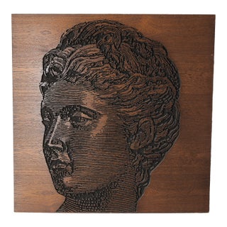 Monumental Mid-Century Carved Op Art Relief Portrait, 1960s For Sale