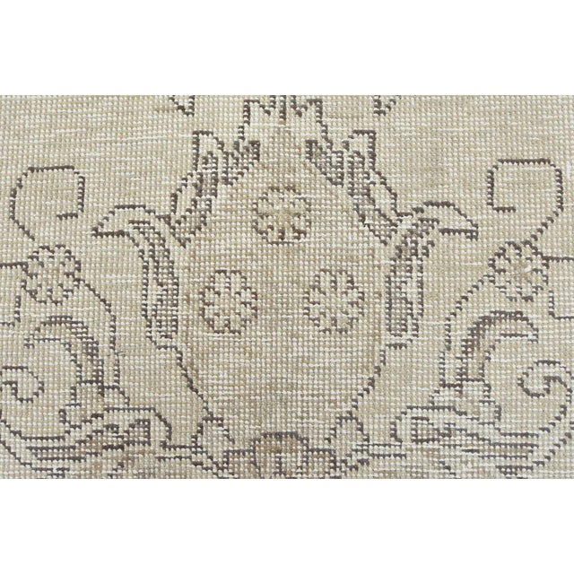 Beige Tabriz Rug 6’11” X 10’1” Beige Wool Vintage Distressed Hand-Knotted Carpet For Sale - Image 8 of 15