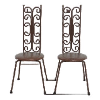 Mid 20th Century Pair of Iron Scroll Side Chairs For Sale