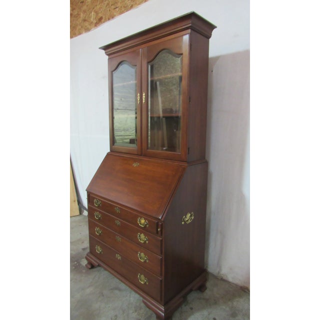 Item: Henkel Harris Secretary Details: Cherry Great Designer Look/Quality Piece Glass Doors Signed Henkel Harris Wonderful...