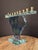 Traditional Late 20th Century Signed Uda Yehuda Parmat Studio Art Glass Menorah Iridescent Fused Dreidel For Sale - Image 3 of 17