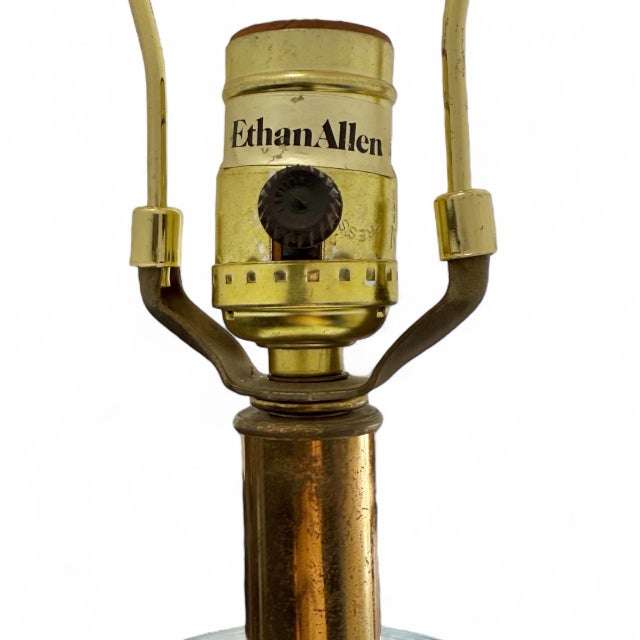 1980s Vintage Handblown Art Glass Table Lamp With Pleated Linen Shade For Sale - Image 5 of 5