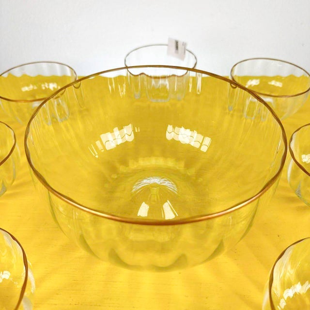 Murano Glass Service with Gilded Edge by Carlo Moretti, Set of 8 For Sale - Image 3 of 8