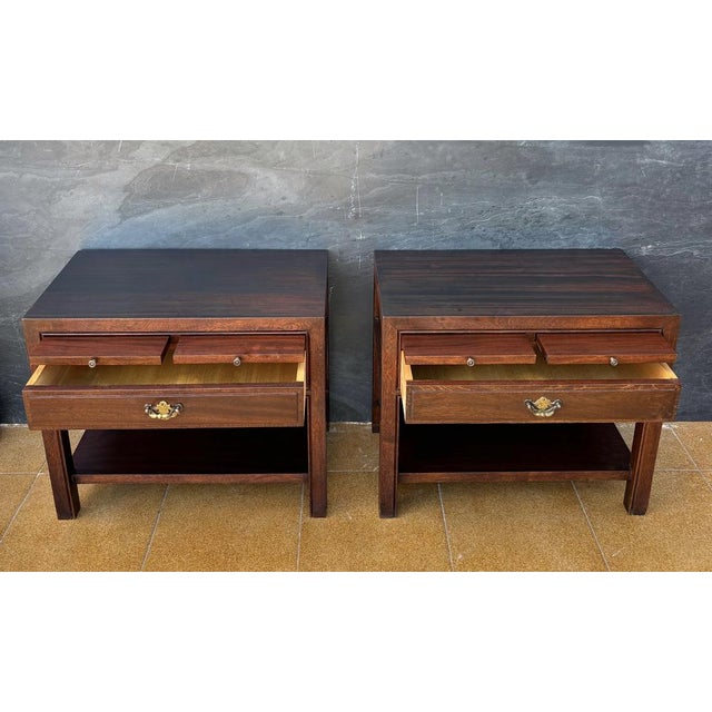 Mid-Century Modern Spanish Neoclassical Style Nightstands with Drawer and Lower Shelf, 1950, Set of 2 For Sale - Image 3 of 11