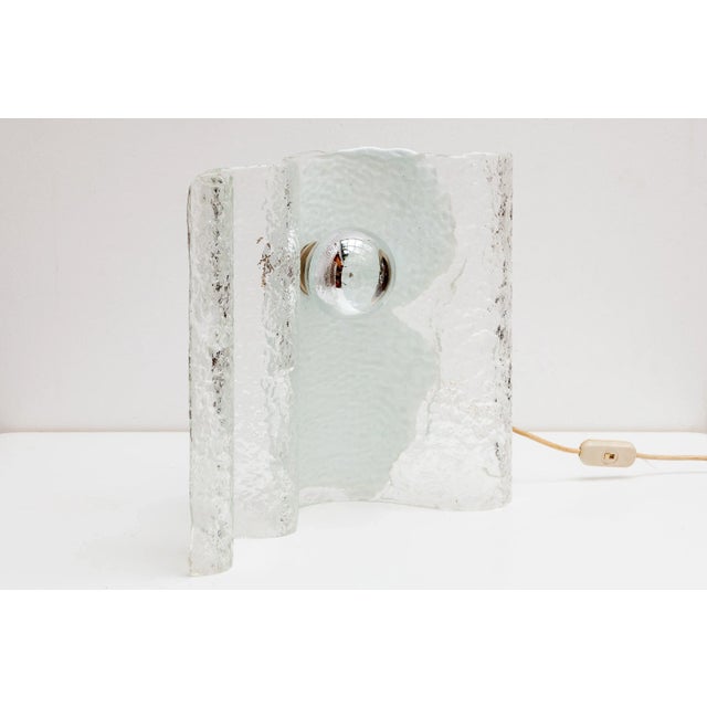 Kalmar Wave Ice Glass Table Lamp from Kalmar, 1970s For Sale - Image 4 of 11