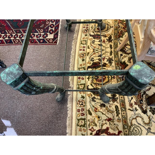 Mid 20th Century Iron Neoclassical Table Base With Faux Verdigris Finish For Sale - Image 4 of 13