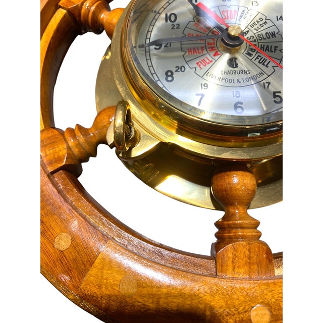 Chadburns Liverpool & London Maritime Ship’s Wheel Clock With Brass Engine Order Dial For Sale - Image 10 of 12