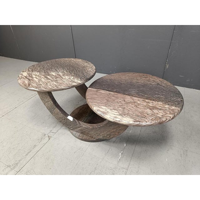 Brown Vintage Marble 2-Tier Coffee Table, 1970s For Sale - Image 8 of 10