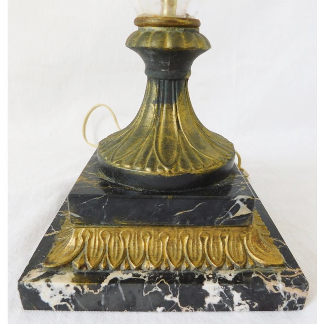 Vintage Mid-Century Tall Cut Crystal Marble Base Gold Metal Table Lamp For Sale - Image 9 of 12