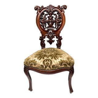 Napoleon III Chaise Lounge in Carved Mahogany, 1800s For Sale