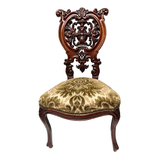 Napoleon III Chaise Lounge in Carved Mahogany, 1800s For Sale