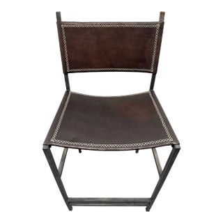 Sol & Luna Brown Leather and Iron Counter Stool, Showroom Sample For Sale