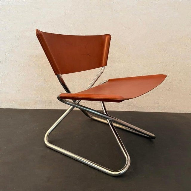 Metal 1970s Scandinavian Modern Leather "Z Down" Chair by Erik Magnussen for Torben Ørskov For Sale - Image 7 of 8