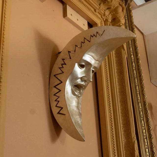 Giltwood Crescent Moon Wall Sculpture by Carlos Villegas For Sale - Image 4 of 7