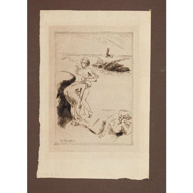 Swimmers is a beautiful etching and drypoint, realized by the French painter and engraver Maurice Asselin, datable to the...