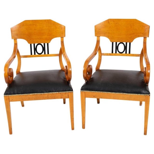 Antique 19th Century Swedish Biedermeier Birchwood Ebonized Armchairs, Set of 2 For Sale - Image 13 of 13