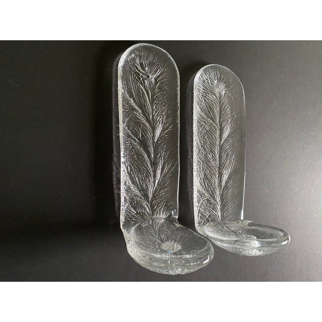 Kosta Boda Mid Century Modern Cast Glass Sconces Attributed to Kosta Boda - a Pair For Sale - Image 4 of 8