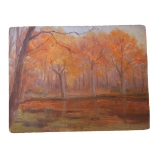 1938 French Autumn Trees Painting For Sale