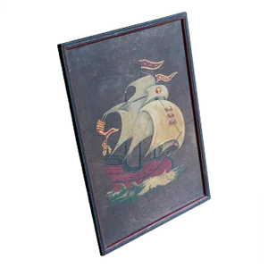 English Artist, Galleon Ship, 1910s, Oil on Board