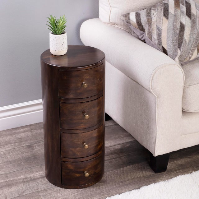 Liam Wood Accent Table with Storage, Dark Brown Chairish