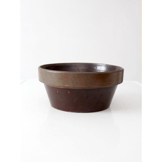 Farmhouse Antique American Stoneware Mixing Bowl With Brown Glaze For Sale - Image 3 of 14