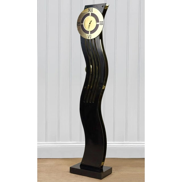A Postmodern Black & Gold Waved Clock, c. Late 20th Century - Pairs Nicely with Many Mid-Century & Eclectic Interiors -...