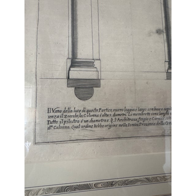 Antique Italian Architectural Engravings – Ionic & Corinthian Orders – Framed Pair For Sale In Baltimore - Image 6 of 6