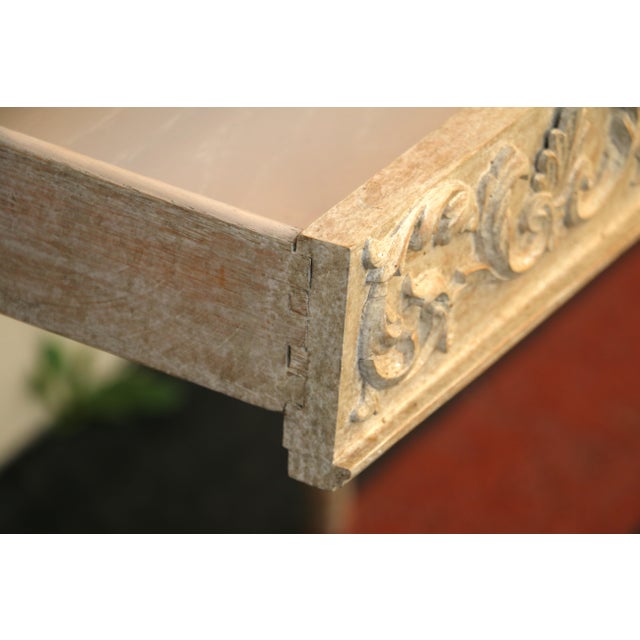 1970s Vintage Karges Painted Console Table With Carved Base & Faux Stone Top For Sale - Image 5 of 18