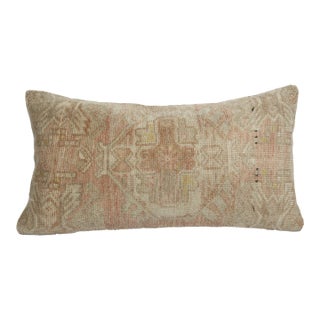 Decorative Muted Tones Vintage Rug Lumbar Cushion Pillow Cover -16'' X 29'' For Sale