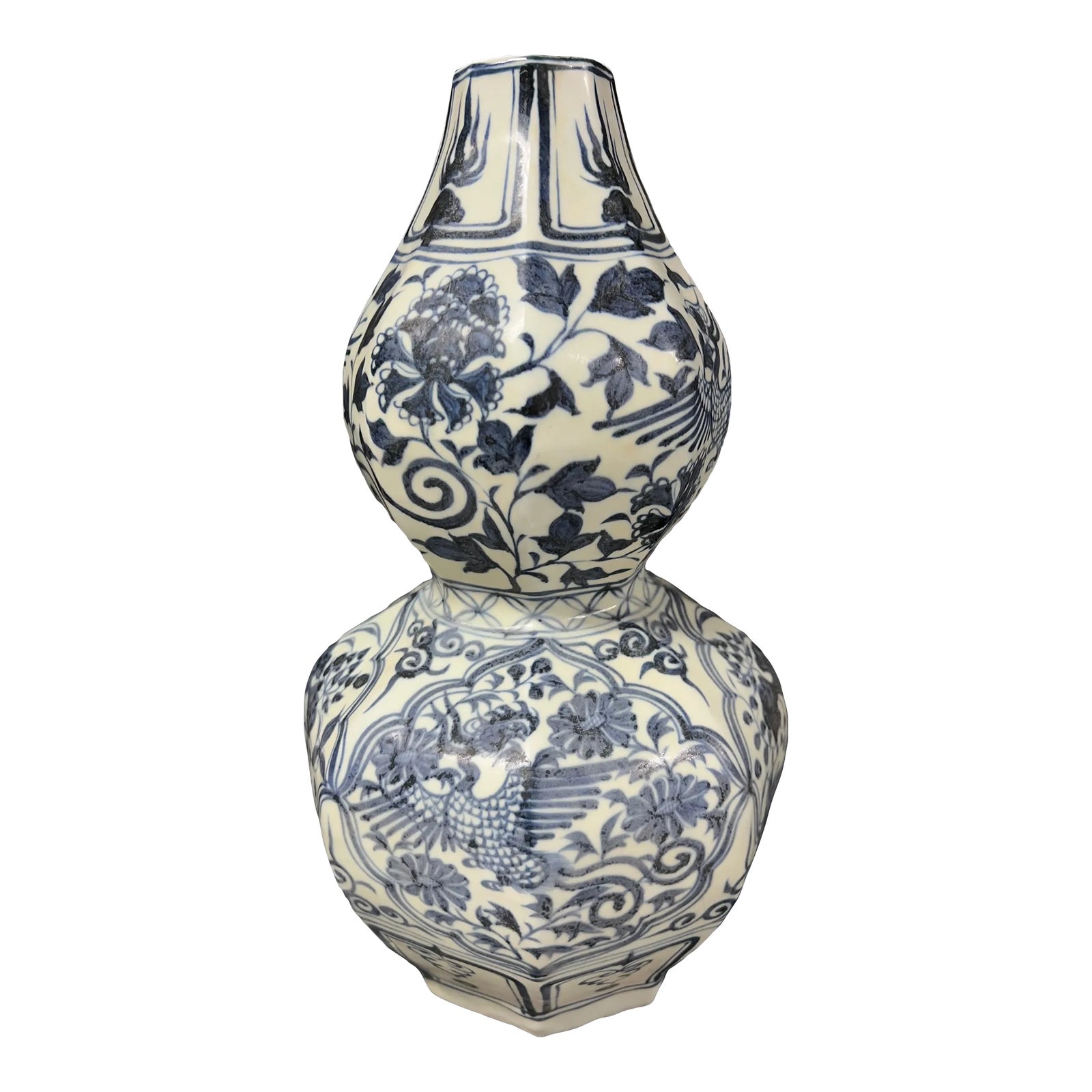 Late 20th Century Chinese Art Porcelain Blue and White Double