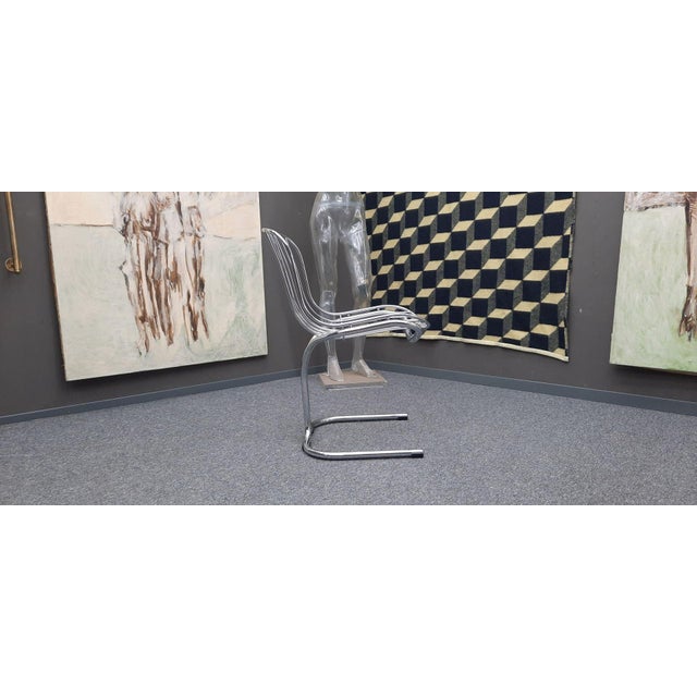 Space Age Radiofreccia Chrome Dining Chairs by Gastone Rinaldi for Rima, 1970s, Set of 6 For Sale - Image 6 of 10