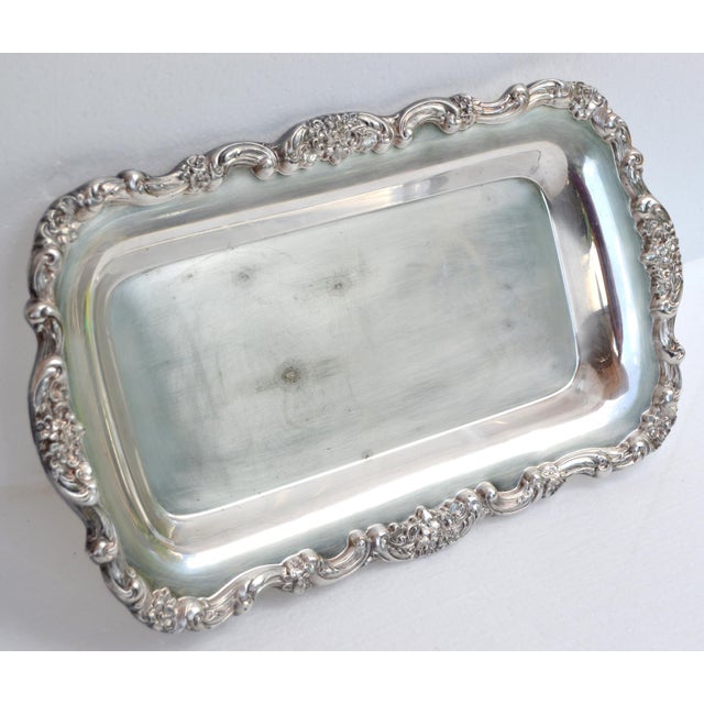 International Silver 1950s International Silver Co. Silverplate Rectangle Embossed Bread Platter Serving Tray For Sale - Image 4 of 16