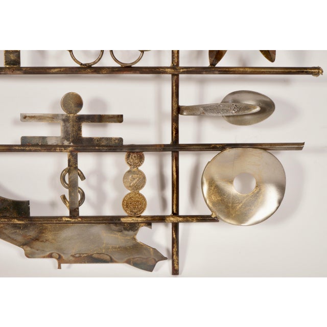 Vintage Brutalist Found Object Wall Sculpture For Sale - Image 4 of 7