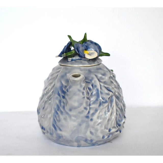 Shabby Chic Vintage Cabbageware & Violets Teapot For Sale - Image 3 of 11