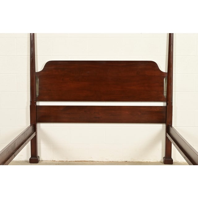 Harden Georgian Carved Solid Cherry Wood Queen Size Poster Bed For Sale In South Bend - Image 6 of 11