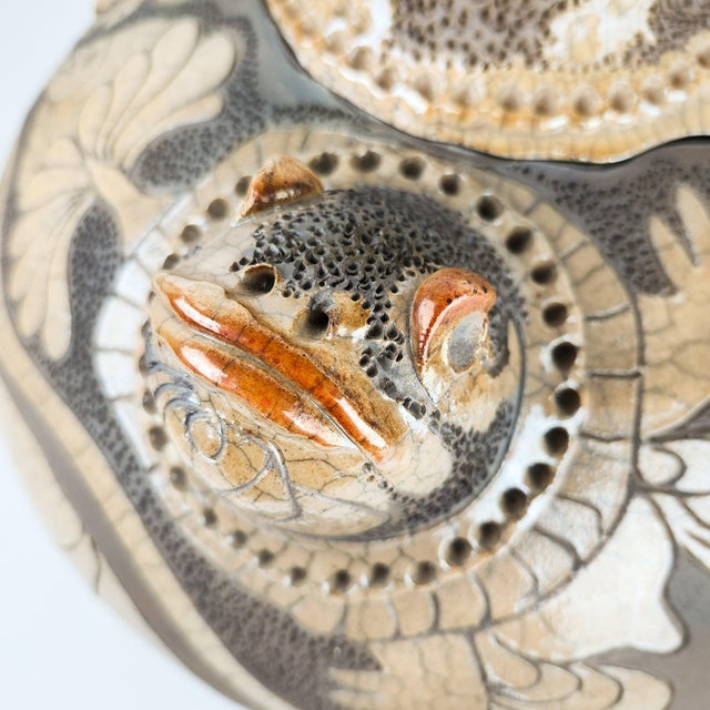Brown Monumental Randy Brodnax Covered Vessel With Frogs For Sale - Image 8 of 13